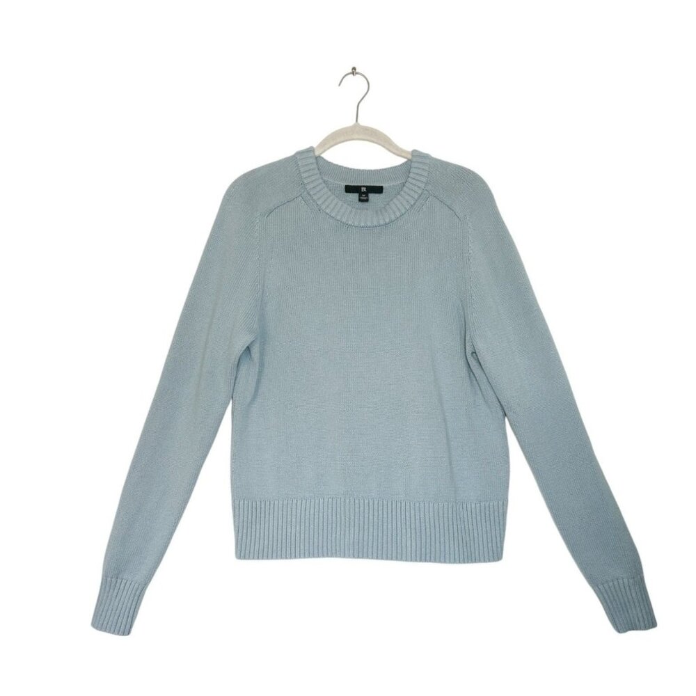 Banana Republic Women's Crew Neck Long Sleeve Cotton Silk Sweater in Blue - M